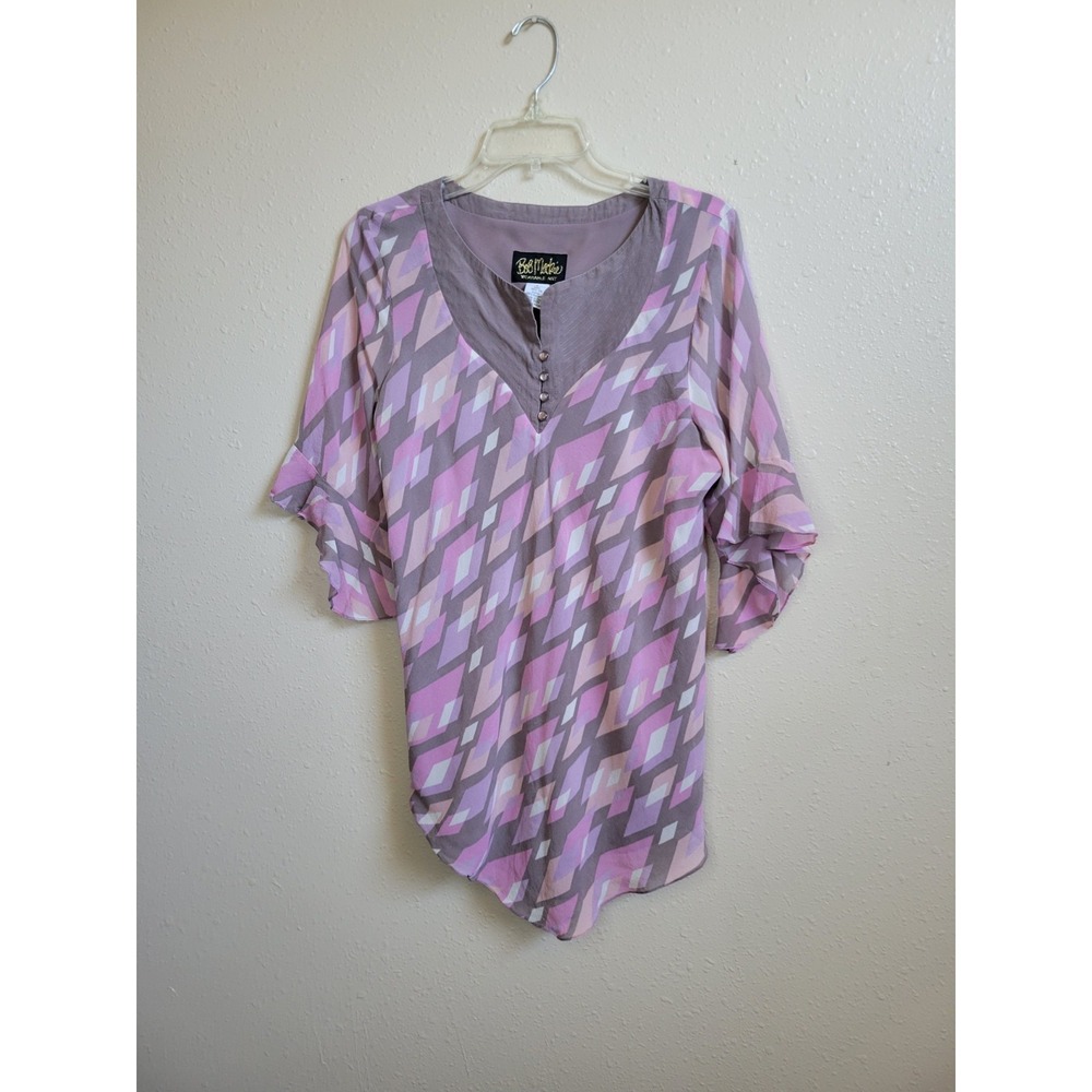 Bob Mackie Wearable Art Ladies‎ Blouse 4 Button Silk Size Large